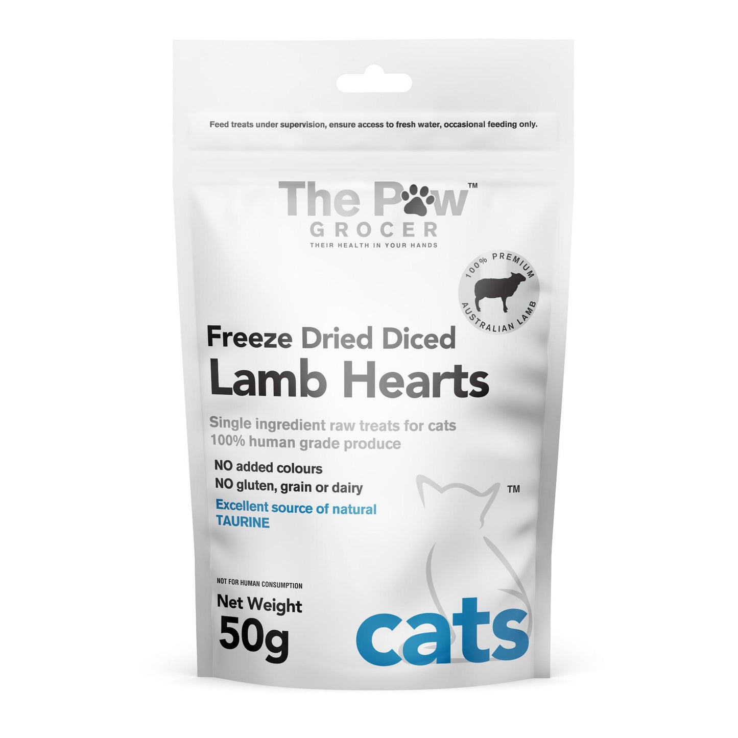 The Paw Grocer Cats - Lamb Hearts 50g