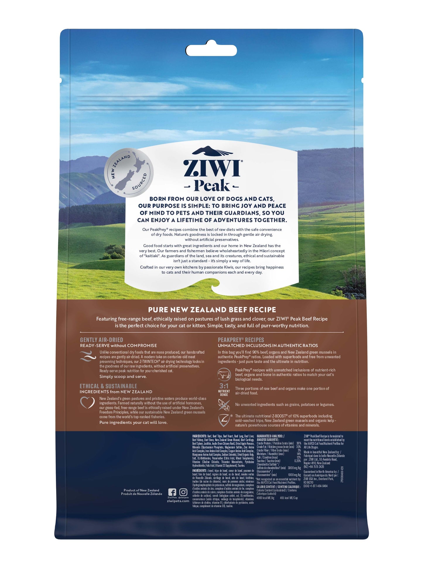 Ziwi Peak Air Dried Cat Food Beef 400g / 1kg