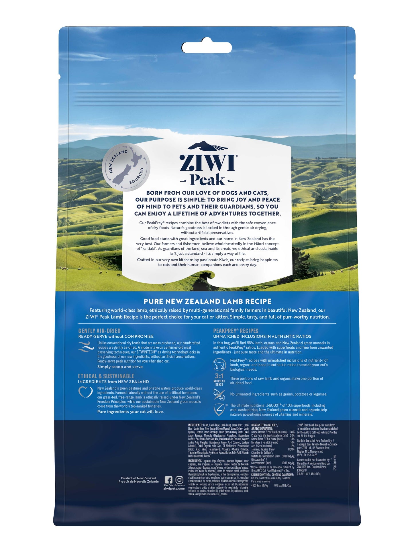 Ziwi Peak Air Dried Cat Food Lamb 400g / 1kg