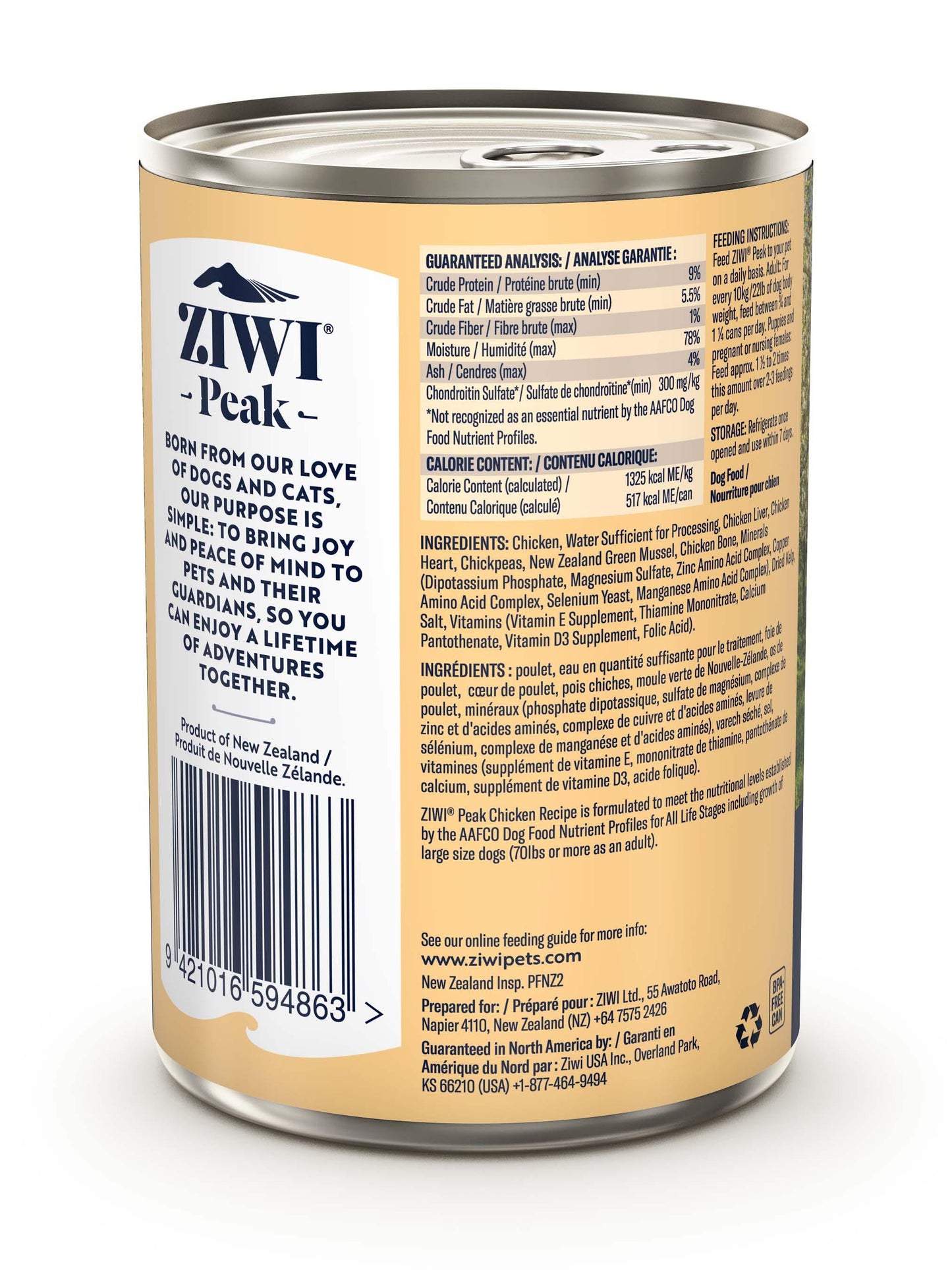 Ziwi Peak Dog Can 390g Chicken