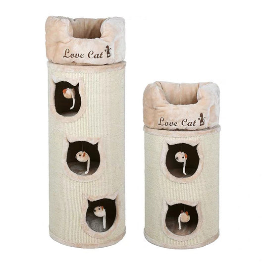 Cat Scratching Post Condo Climbing Tree Furniture Condo Barrel Tunnel Play House