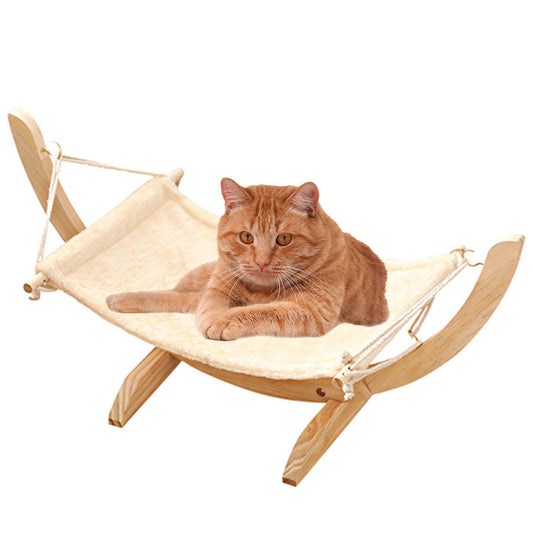 Hanging Wooden Cat Hammock Premium Pet Lounger for Cats