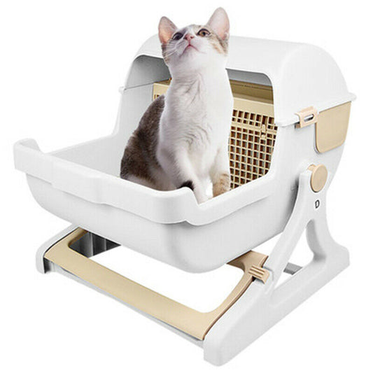 Kimpets Roll'N Clean Half-Automatic Cleaning Cat Litter Box White