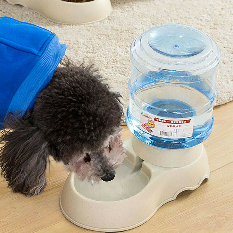 Automatic Pet Dog Cat Water Food Feeder Fountain Bowl Dish Dispenser Set