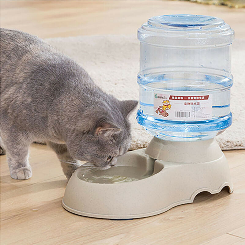 Automatic Pet Dog Cat Water Food Feeder Fountain Bowl Dish Dispenser Set