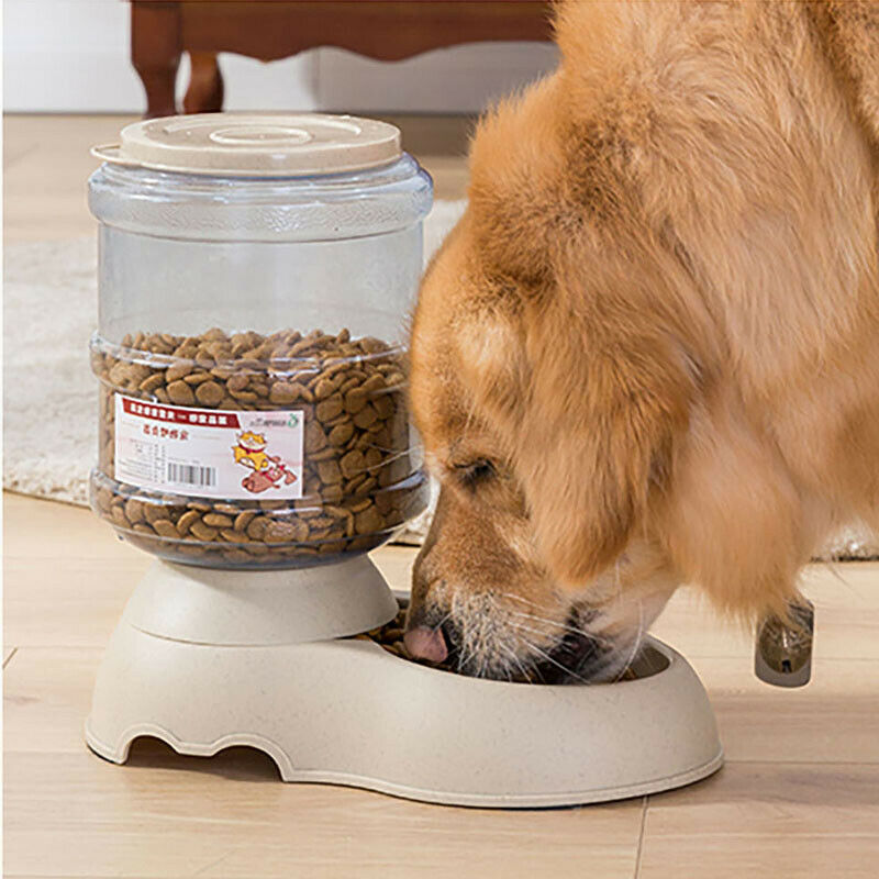 Automatic Pet Dog Cat Water Food Feeder Fountain Bowl Dish Dispenser Set