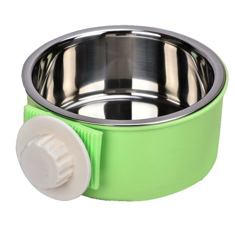 Pet Cat Dog Water Food Hanging Round Bowl Stainless Steel Non-Slip Feeder