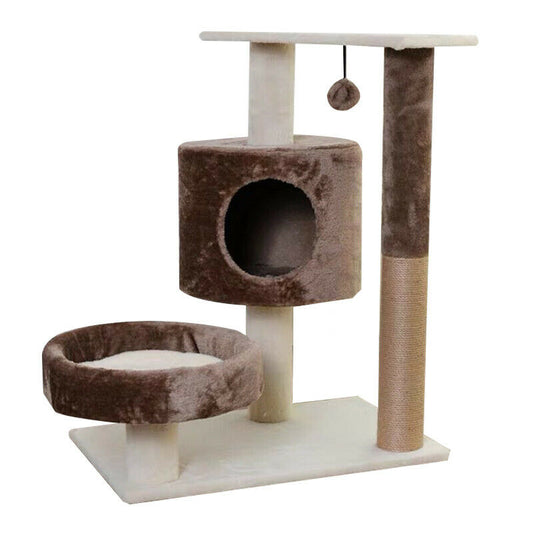 Multi-Layer Cat Climbing Frame with Springboard, Scratch Posts Cozy Nest