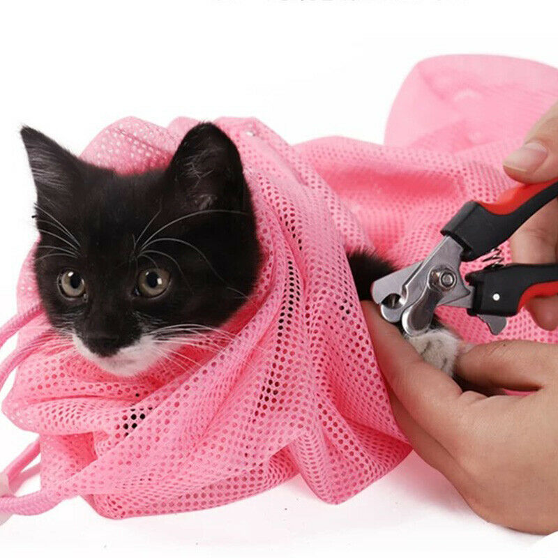 Pet Cat Adjustable Mesh Grooming Bath Bag Cats Cutting Nails Washing Bathing