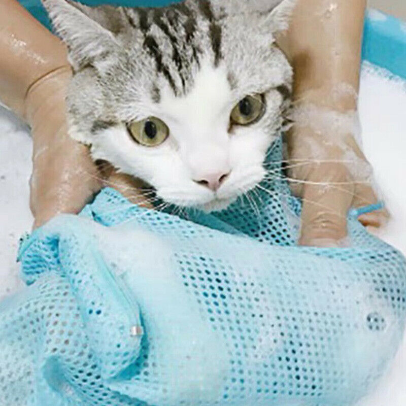 Pet Cat Adjustable Mesh Grooming Bath Bag Cats Cutting Nails Washing Bathing