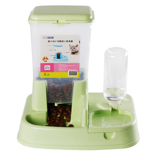 Pet Cat Dog Double Bowl Automatic Replenish Water Drinking Food Feeder