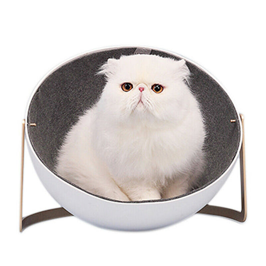 White Minimalist Semi-Circular Cat Bed Easy Installation Comfortable Design