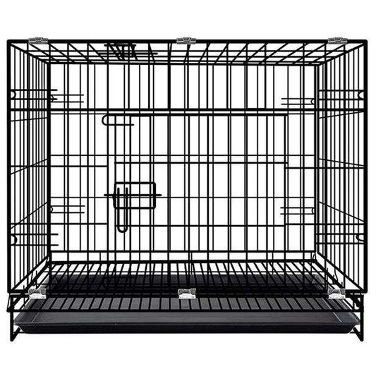 Folding Durable Pet Dog Cat Large Capacity Indoor Cage Bold Black Metal