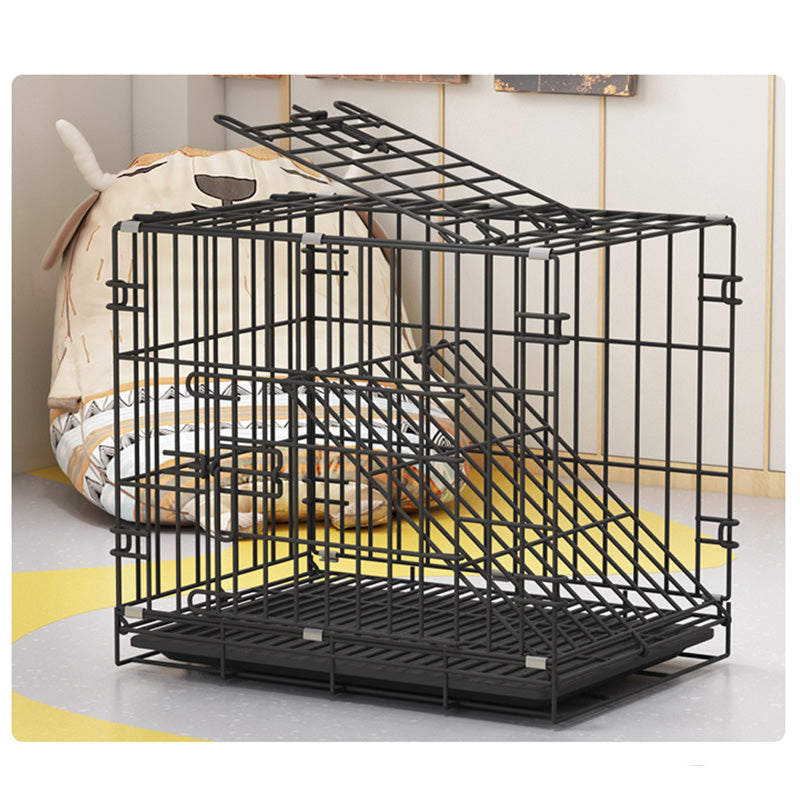 Folding Durable Pet Dog Cat Large Capacity Indoor Cage Bold Black Metal