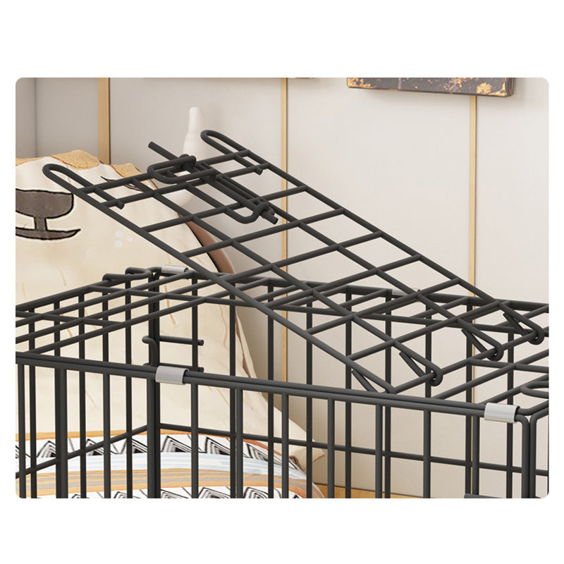 Folding Durable Pet Dog Cat Large Capacity Indoor Cage Bold Black Metal