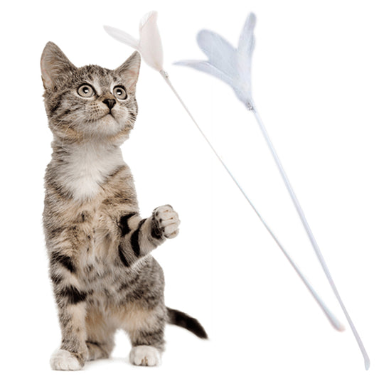 Magic Feather Cat Teaser Wand Toy with Bell - Elastic Pole for Interactive Play