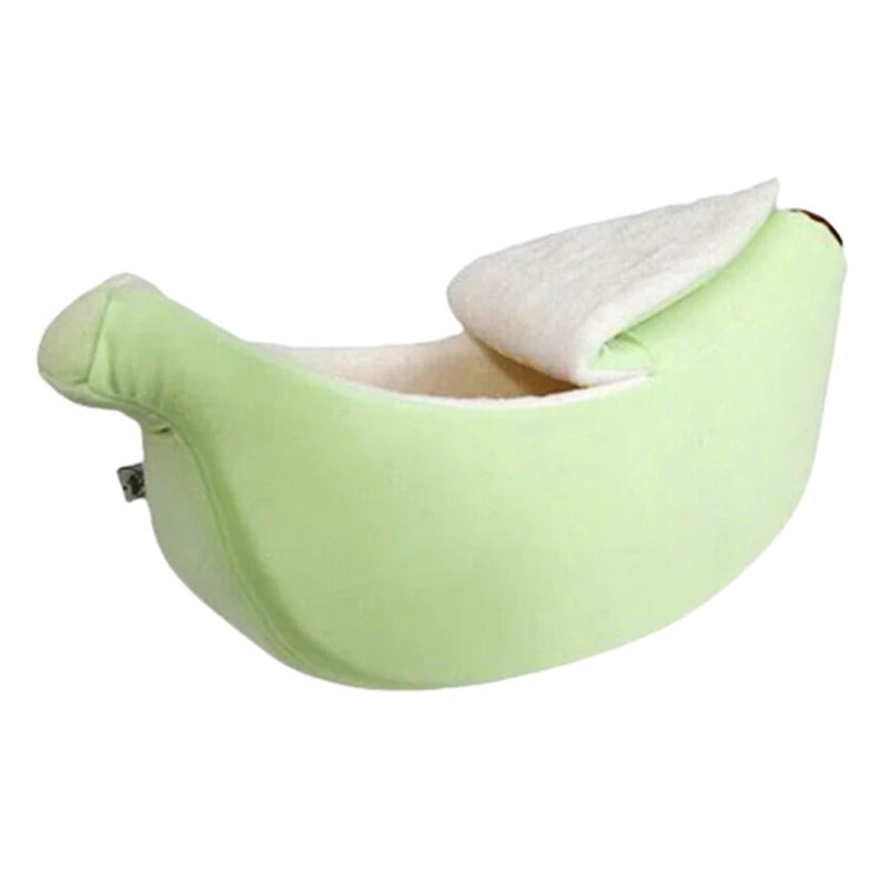 Pet Cat Dog Green Yellow Banana Shaped Bed Sleeping House Warm Cozy Soft Cushion