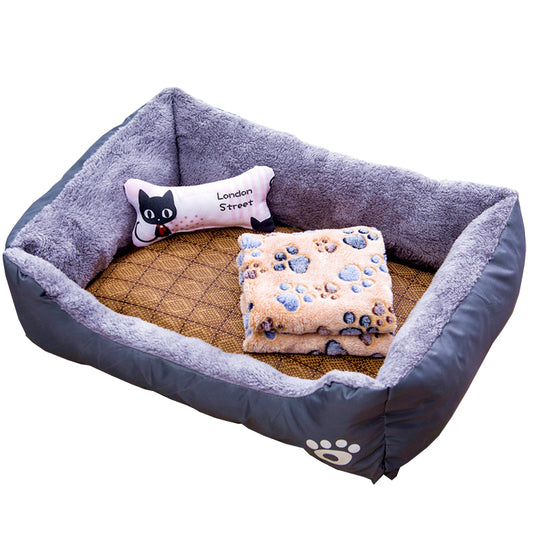 Pet Cat Dog Winter Warm Kennel Floor Mat Bed Plush Oxford Cloth