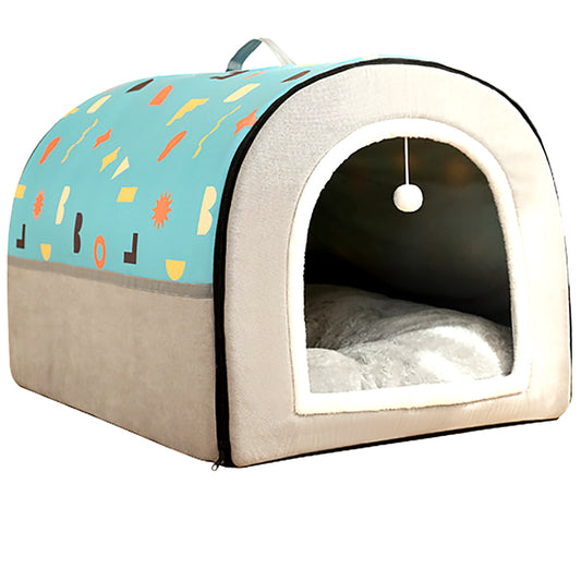 Pet Cat Dog Comfortable Semi-enclosed Pet Foldable Bed Indoor Cave Nest