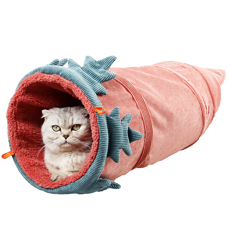 Pet cat Dog Foldable Tunnel Toy Cozy Vegetable Peekaboo Hideaway