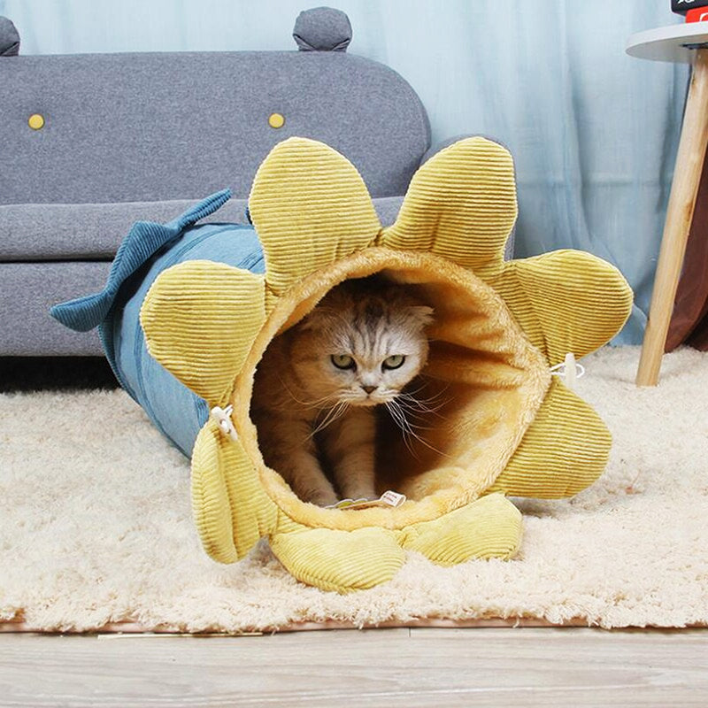 Pet cat Dog Foldable Tunnel Toy Cozy Vegetable Peekaboo Hideaway