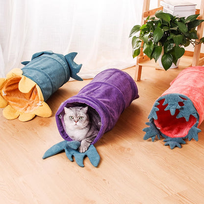 Pet cat Dog Foldable Tunnel Toy Cozy Vegetable Peekaboo Hideaway