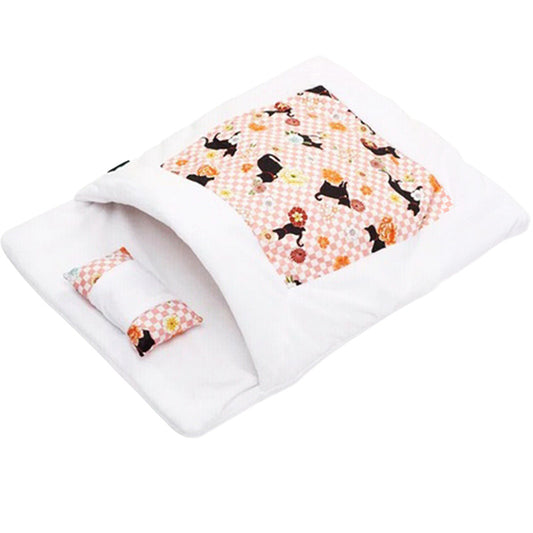 Japanese Flower Style Cat Bed with Pillow Cozy Bed