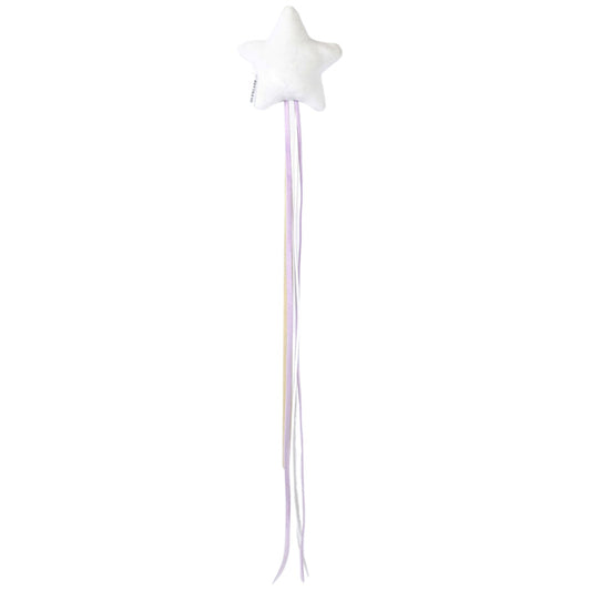 Meteor-Shaped Cat Toy with Wooden Stick and Fringed Ribbon