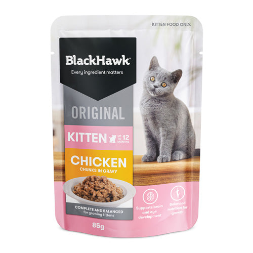 BLACKHAWK 12PK KITTEN WET CHICKEN IN GRAVY 85G