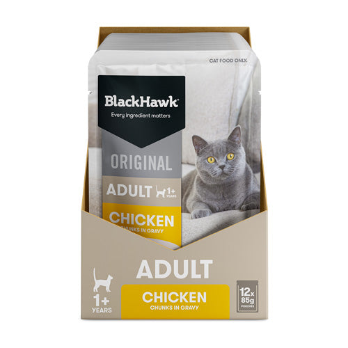 BLACKHAWK 12PK CAT WET CHICKEN IN GRAVY 85G