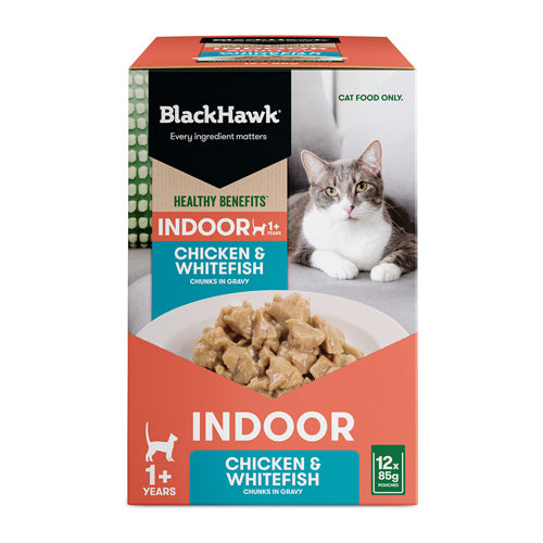 BLACKHAWK 12PK CAT WET HEALTHY BENEFITS CHICK FISH GRAVY 85G