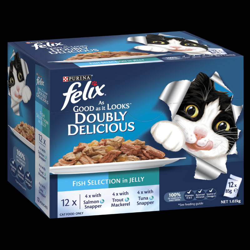 FELIX AGAIL GIJ DOUBLY DELICIOUS FISH SELECTNS Cat Food 12X85G