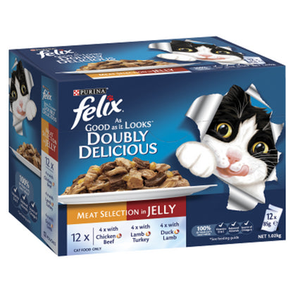 FELIX AGAIL GIJ DOUBLY DELICIOUS MEAT SELECT Cat Food 12X85G