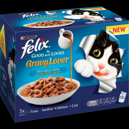 FELIX GRAVY LOVERS FISH SELECTION Cat Food 12X85