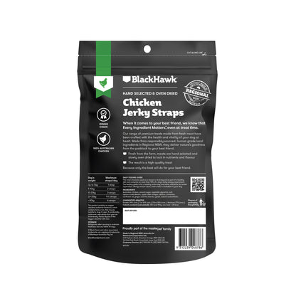 BLACKHAWK DOG TREAT CHICKEN JERKY STRAPS 100G