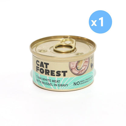 CAT FOREST Premium Tuna White Meat With Mussel In Gravy Cat Canned Food