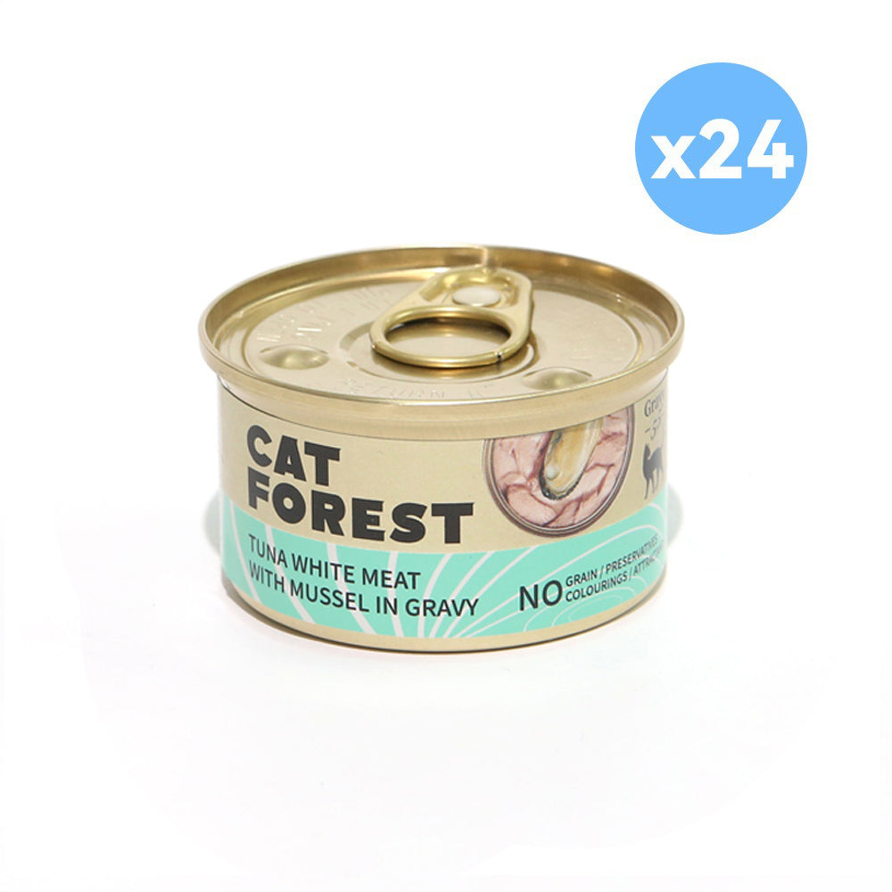 CAT FOREST Premium Tuna White Meat With Mussel In Gravy Cat Canned Food