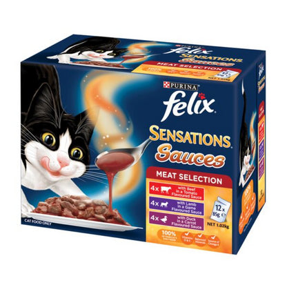 FELIX SENSATIONS SAUCES MEAT SELECTION 12X85G Cat Food