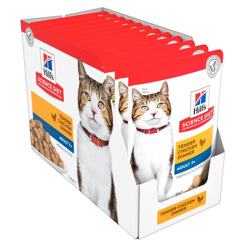 HILLS CAT ADULT 7+ CHICKEN POUCHES 85G