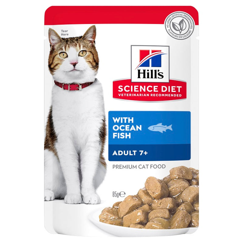 HILLS CAT ADULT 7+ OCEAN FISH POUCHES 85G