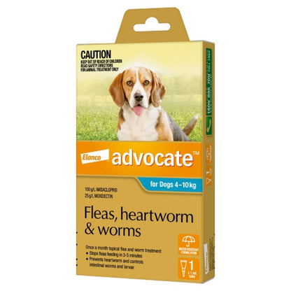 ADVOCATE DOG 4-10KG MEDIUM 1'S/3'S/6'S TEAL Dogs Flea and Parasite treatment