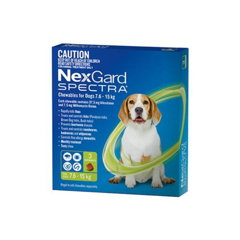 NEXGARD SPECTRA GREEN FOR MEDIUM DOGS 7.6 -15KG 3S/6S