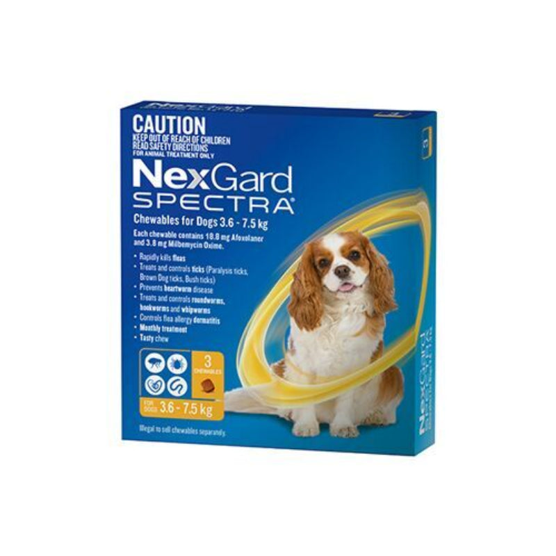 NEXGARD SPECTRA YELLOW FOR SMALL DOGS 3.6-7.5KG 3S/6S