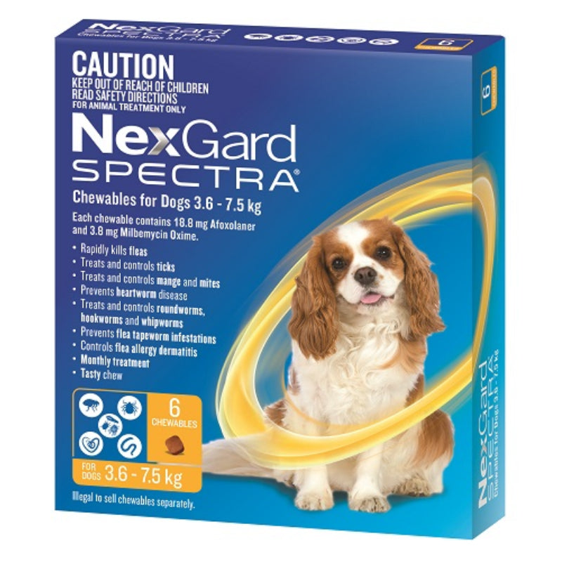 NEXGARD SPECTRA YELLOW FOR SMALL DOGS 3.6-7.5KG 3S/6S