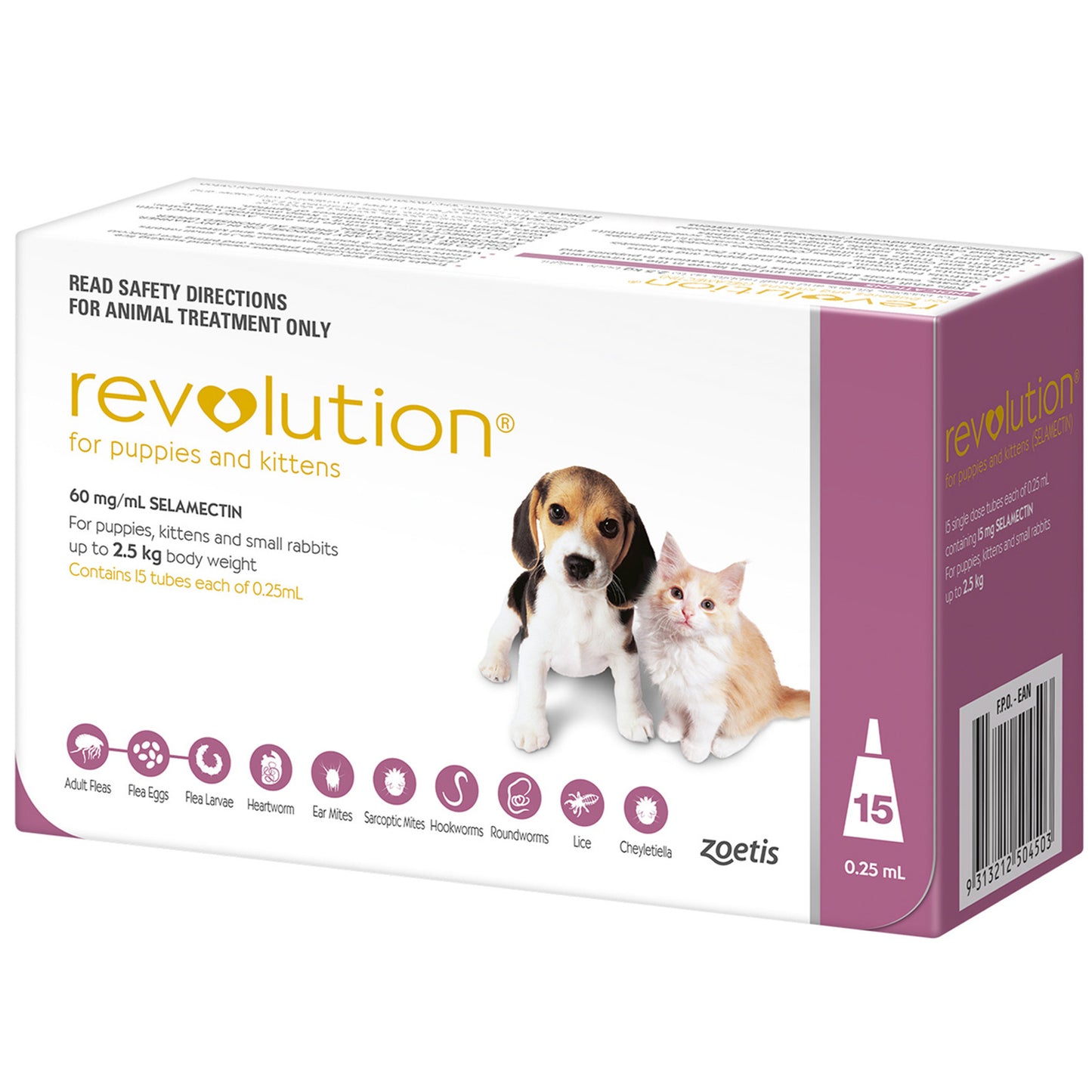 REVOLUTION PUPPIES & KITTENS MAUVE 15MG x 3S/ 15S