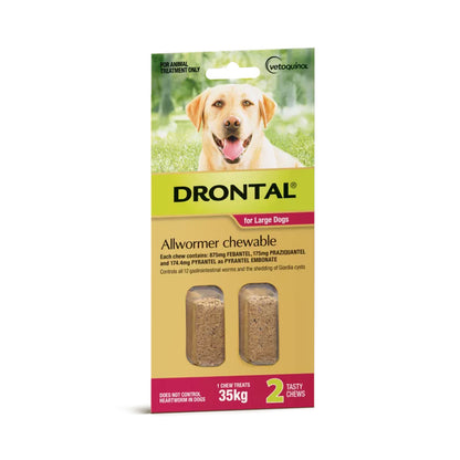 DRONTAL DOG 35KG ALLWORMER CHEWABLE LARGE 2/20/50 CHEWS