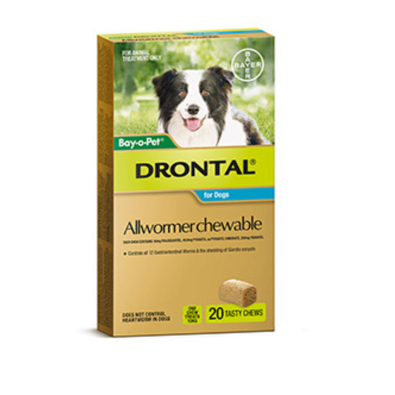 Drontal Wormers - Dogs Wormers Chewable For Dogs Up To 10Kg (Aqua) 2 / 5 Chews