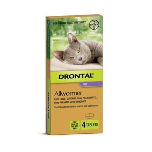 DRONTAL CAT ALLWORMER 4KG 2/4/48 TABLETS