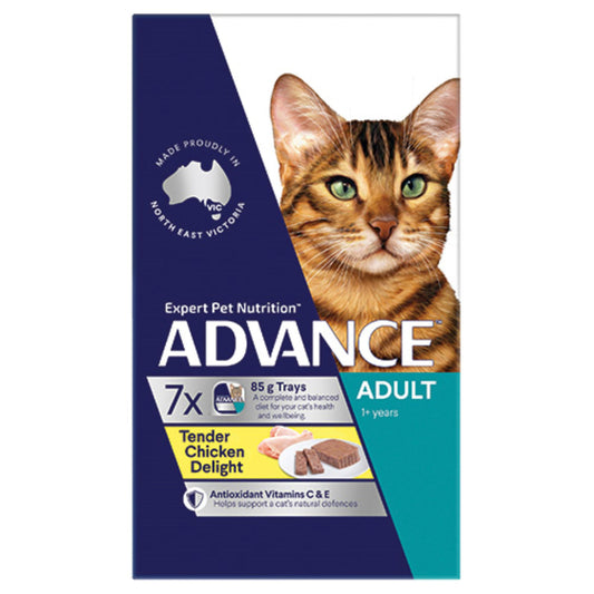 ADVANCE CAT WET ADULT TENDER CHICK DELIGHT 7X85G TIN (6PACK)