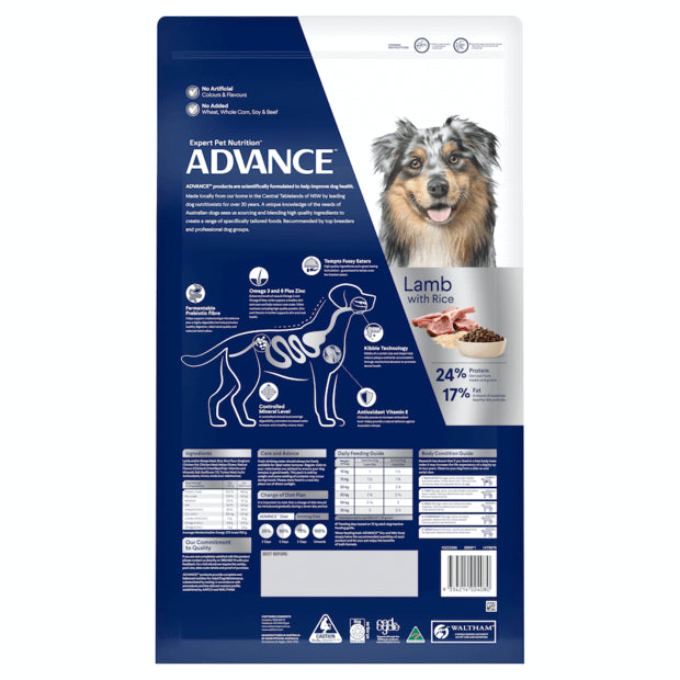ADVANCE DOG ADULT DRY MED/ALL BREED TURKEY LAMB CHICKEN RICE 3KG/8KG/15KG/20KG